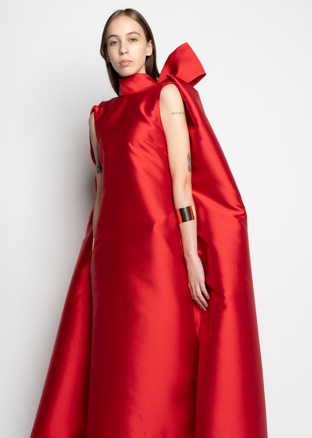 Picture of CAPE LONG DRESS RED